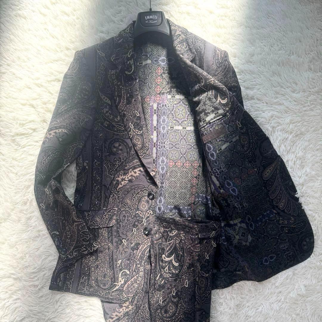 【極美品‼︎超希少】エトロ　スーツ　セットアップ　ペイズリー　総柄　シルク混