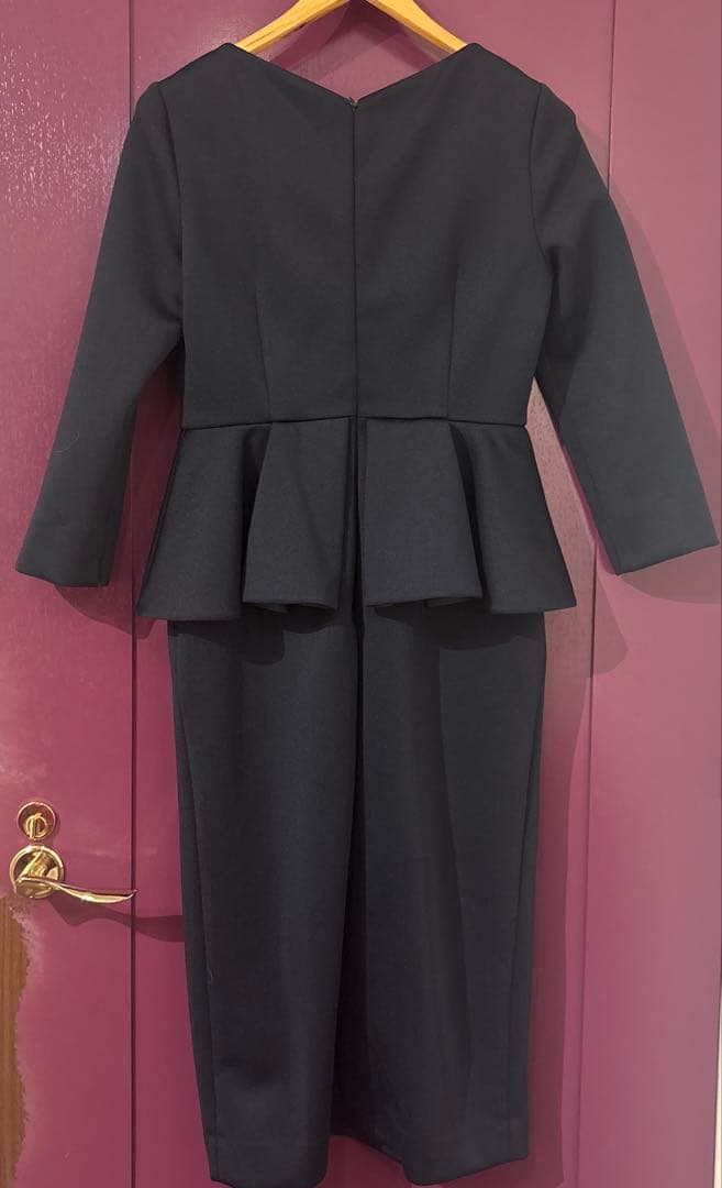 【美品 】濃紺 長袖ワンピース 卒業式入学式礼服 セレモニースーツ ママスーツ