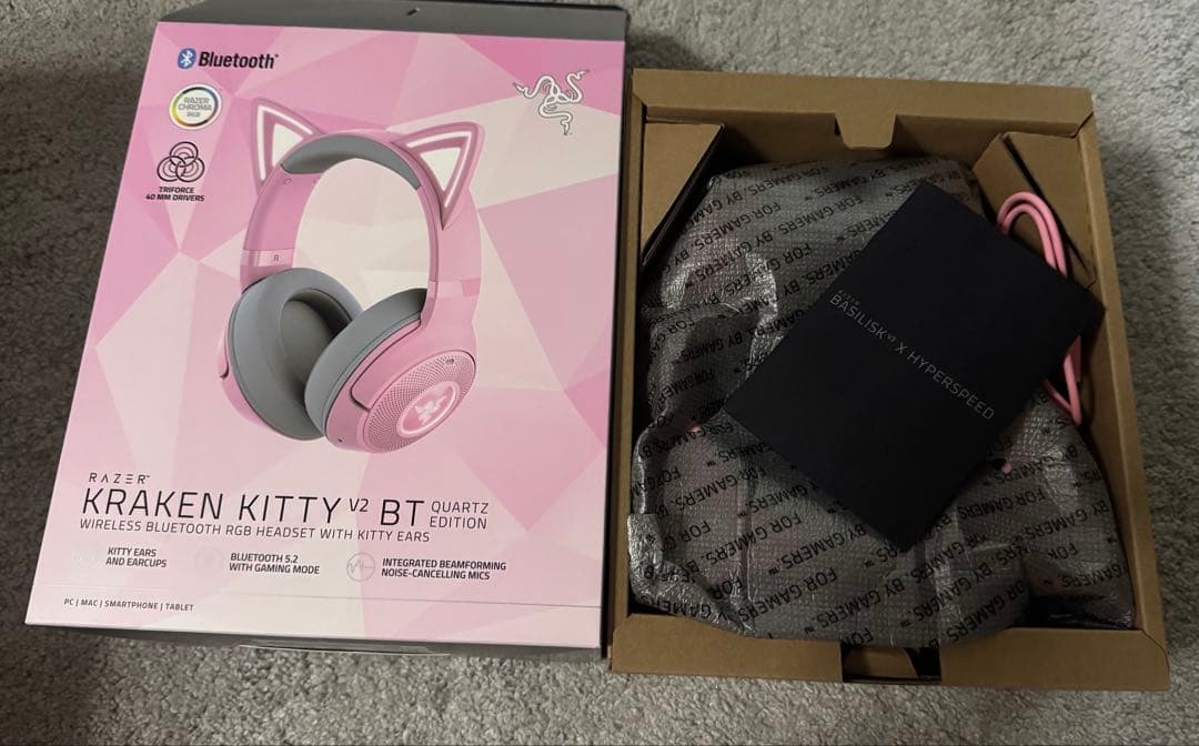 ヘッドホン RAZER Kraken Kitty V2 BT Quartz Pink