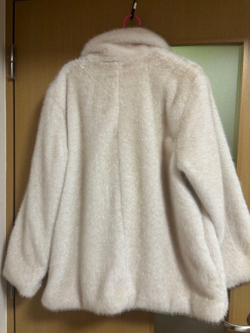 Heather アウター　MIXファーミドルジャケット（オフホワイト）