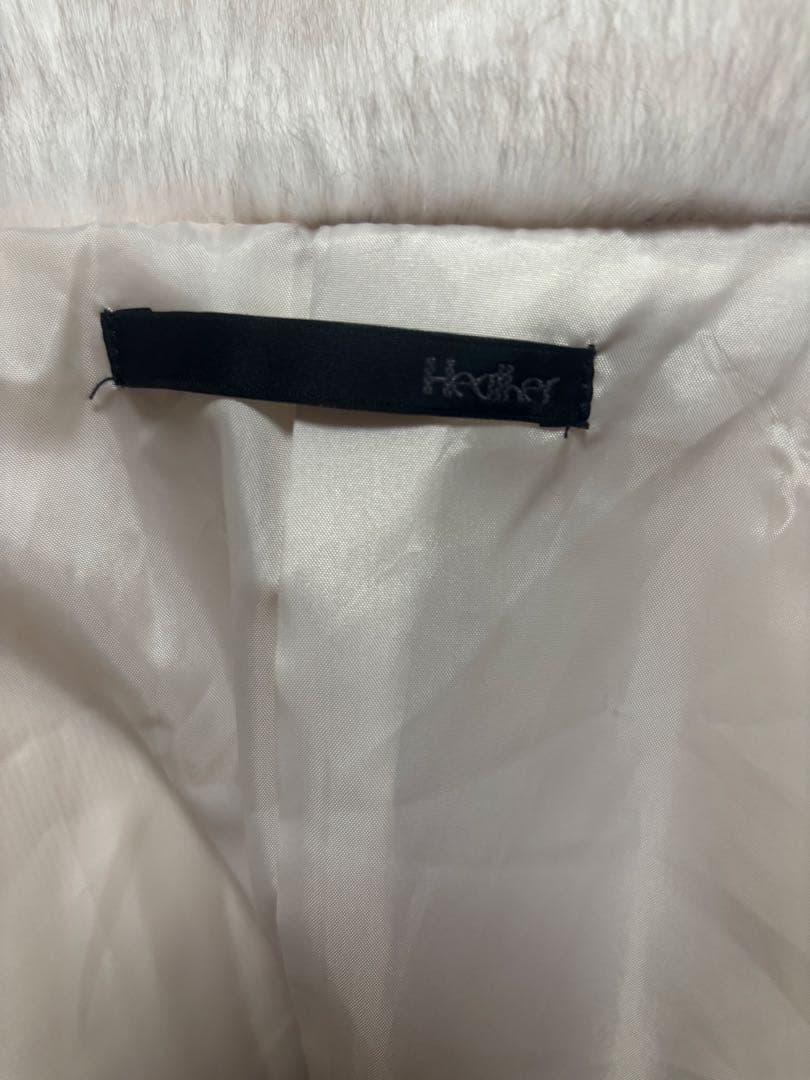 Heather アウター　MIXファーミドルジャケット（オフホワイト）