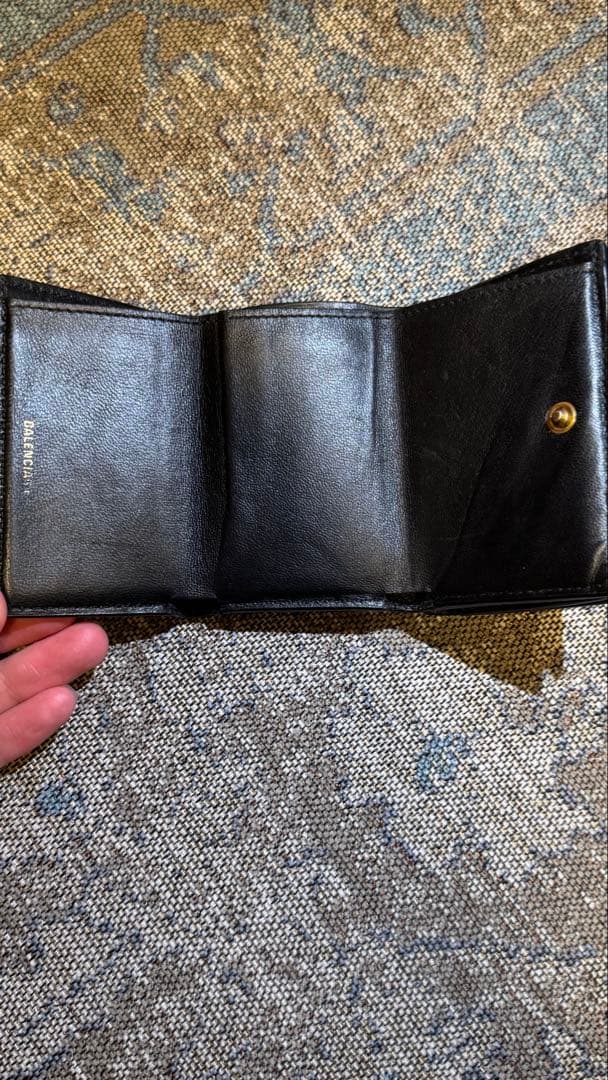 財布 ブラックレザー Bロゴ バレンシアガ