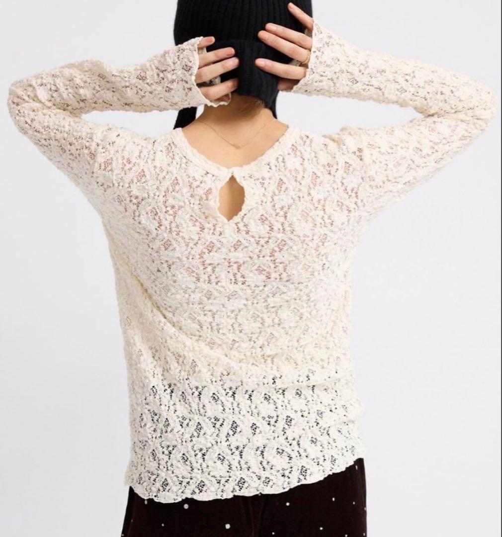 IENA ペイズリーストレッチレースプルオーバー　ナチュラル