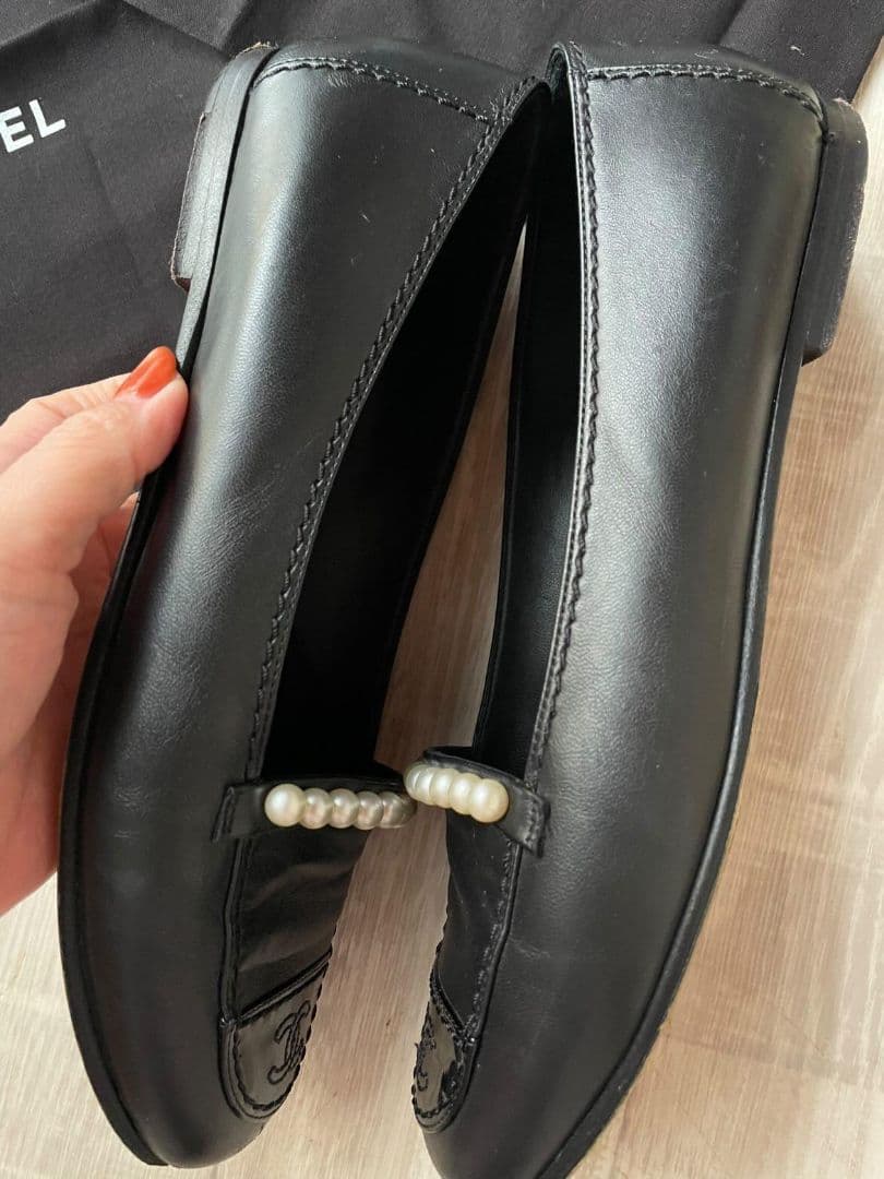 CHANEL パール付き フラットパンプス 38C