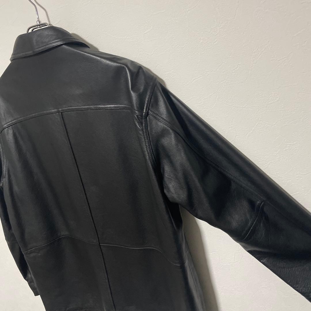 【高級本革】牛革 リアルレザージャケット カバーオール Lサイズ ブラック 黒