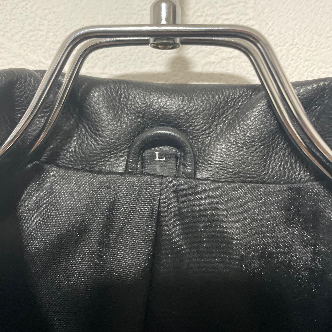 【高級本革】牛革 リアルレザージャケット カバーオール Lサイズ ブラック 黒