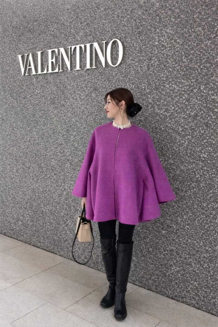 極美品　VALENTINOヴァレンティノ カシミヤ　コート　フリル　 ケープ