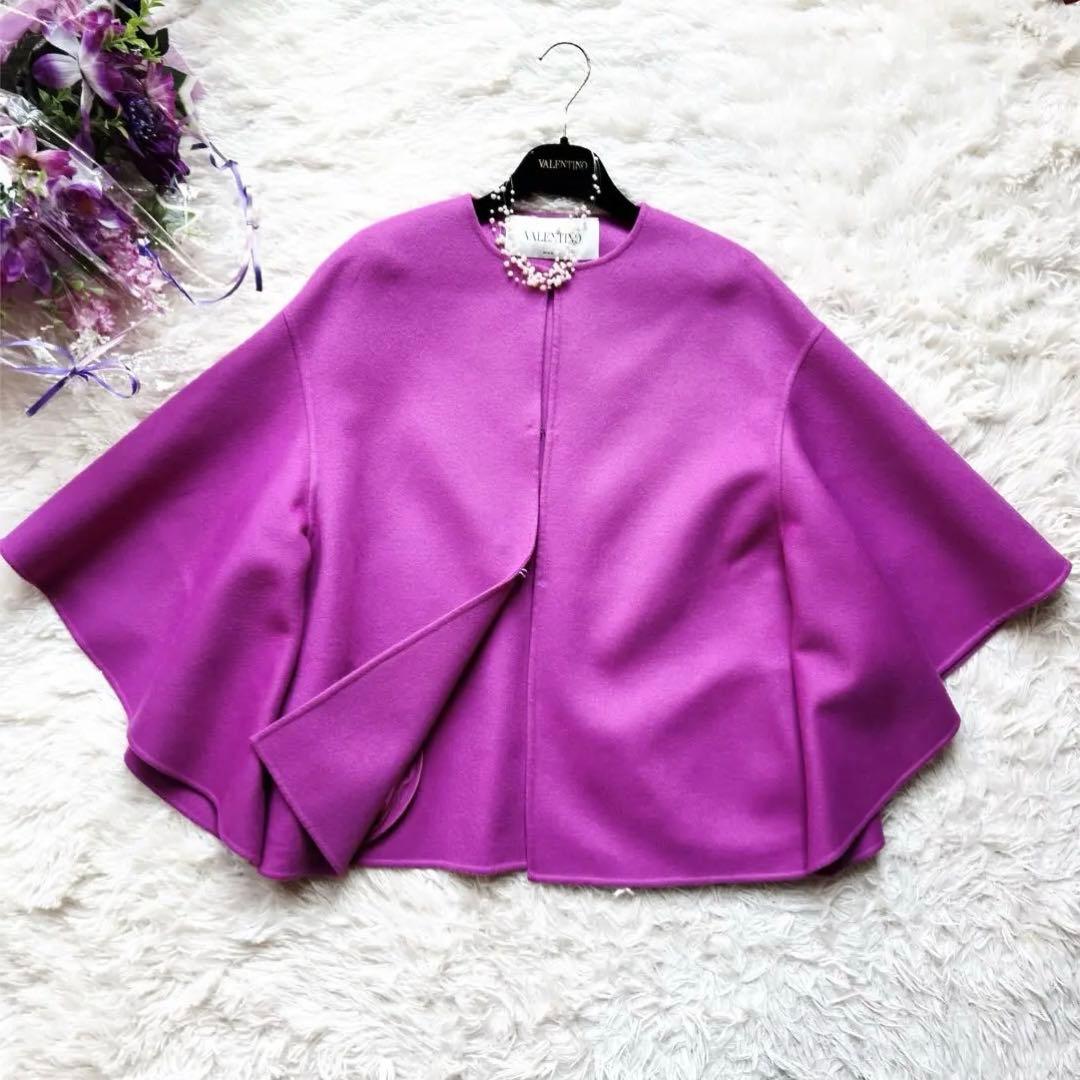 極美品　VALENTINOヴァレンティノ カシミヤ　コート　フリル　 ケープ