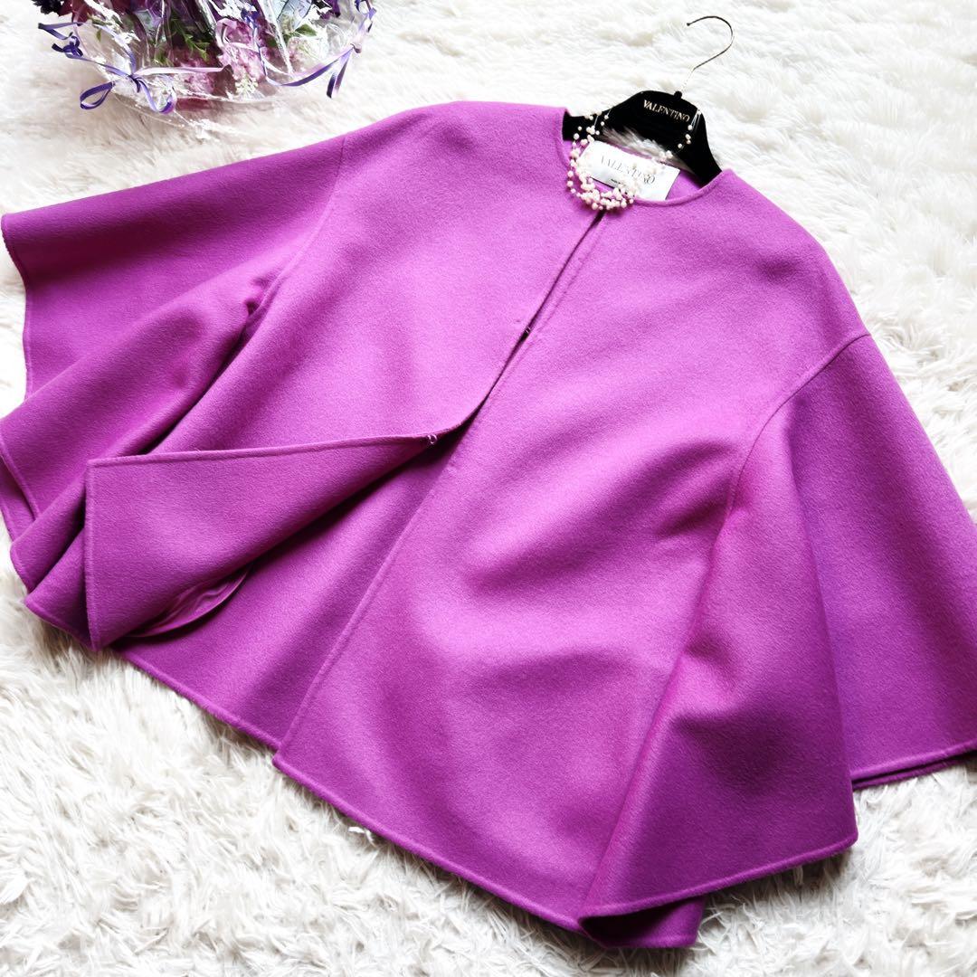 極美品　VALENTINOヴァレンティノ カシミヤ　コート　フリル　 ケープ