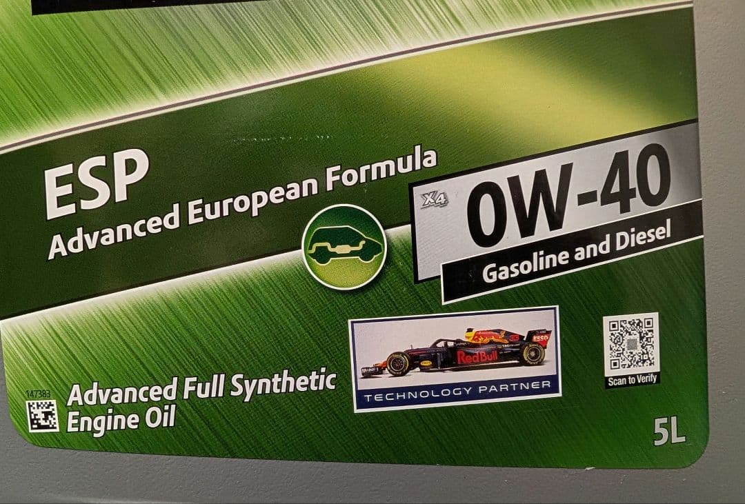 Mobil 1 0W-40 ESPエンジンオイル 5Lボトル2本