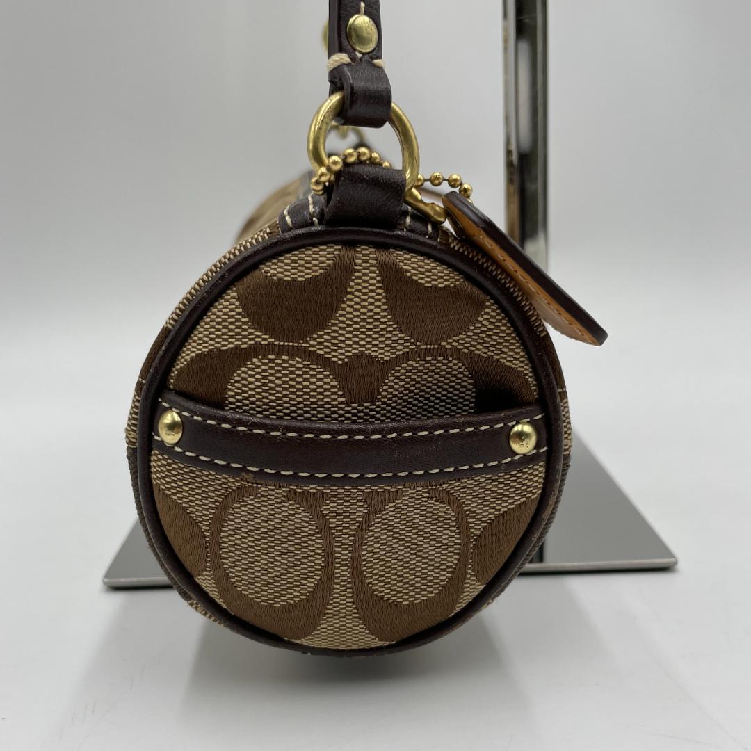 良品 COACH ショルダーバッグ キャンバス ブラウン シグネチャー ポーチ