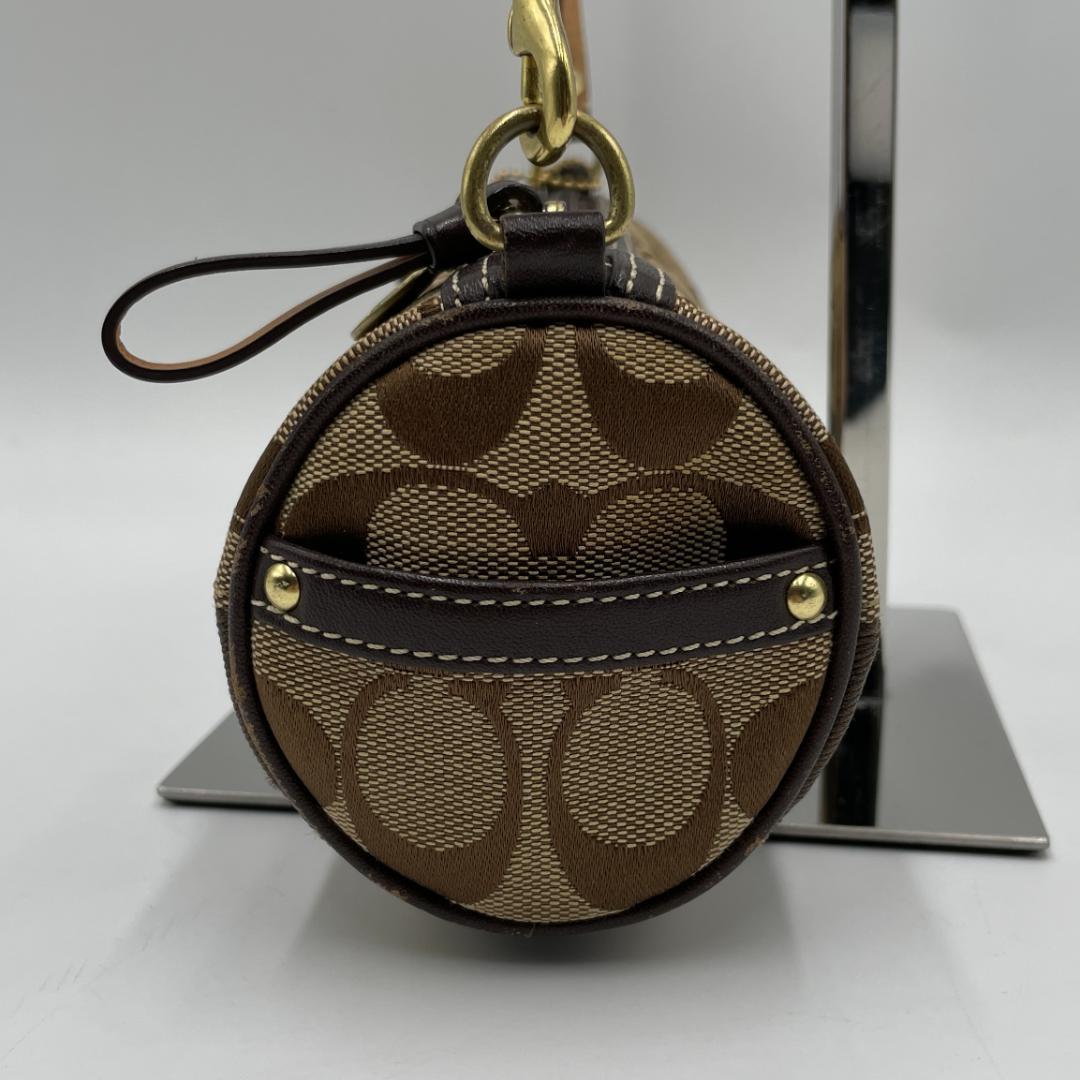 良品 COACH ショルダーバッグ キャンバス ブラウン シグネチャー ポーチ