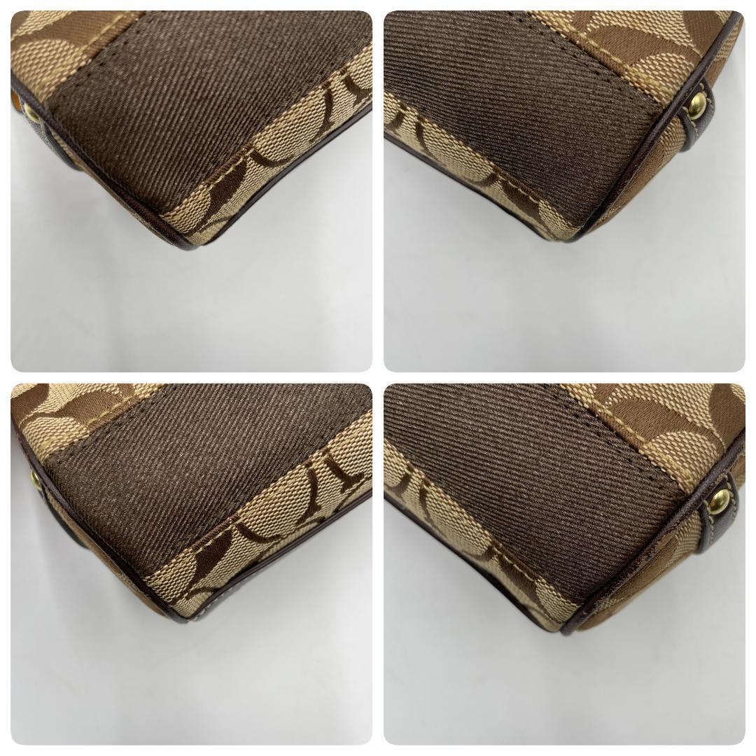 良品 COACH ショルダーバッグ キャンバス ブラウン シグネチャー ポーチ