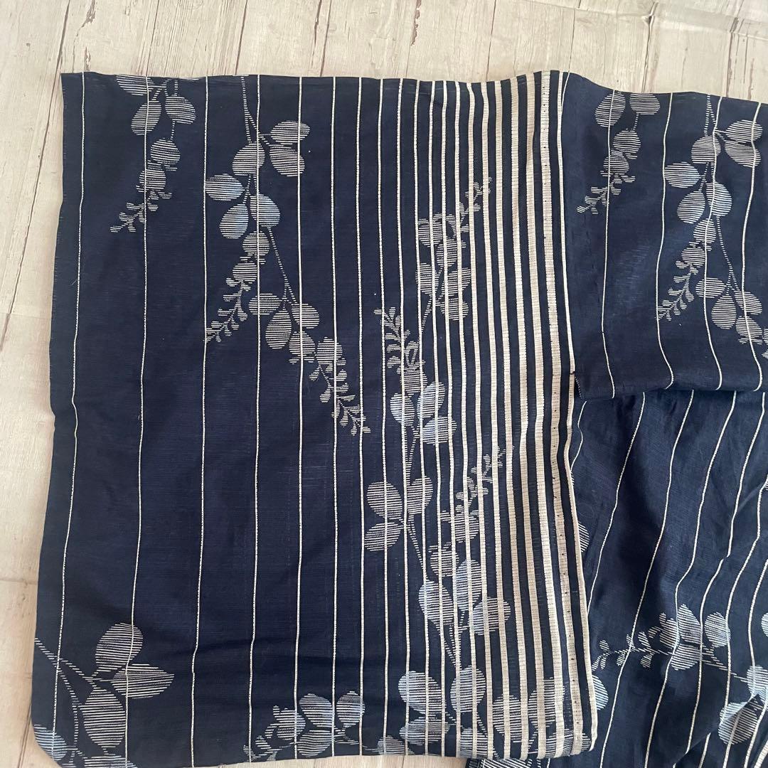 美品　夢工房　現代綿呂　単色　浴衣 着物　夏物　紺