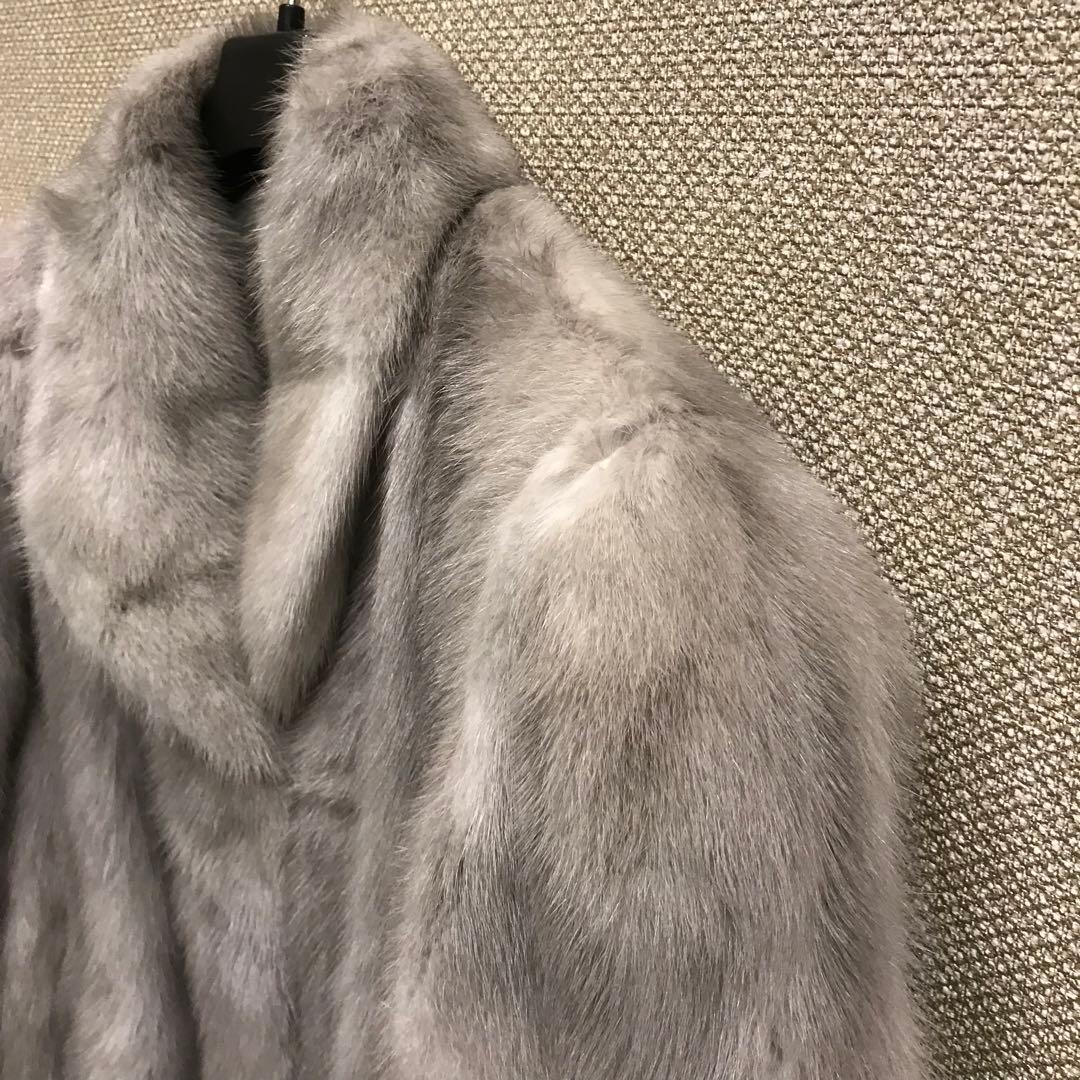 新品 未使用 ミンクコート サファイア サイズF 毛皮 名前刺繍あり