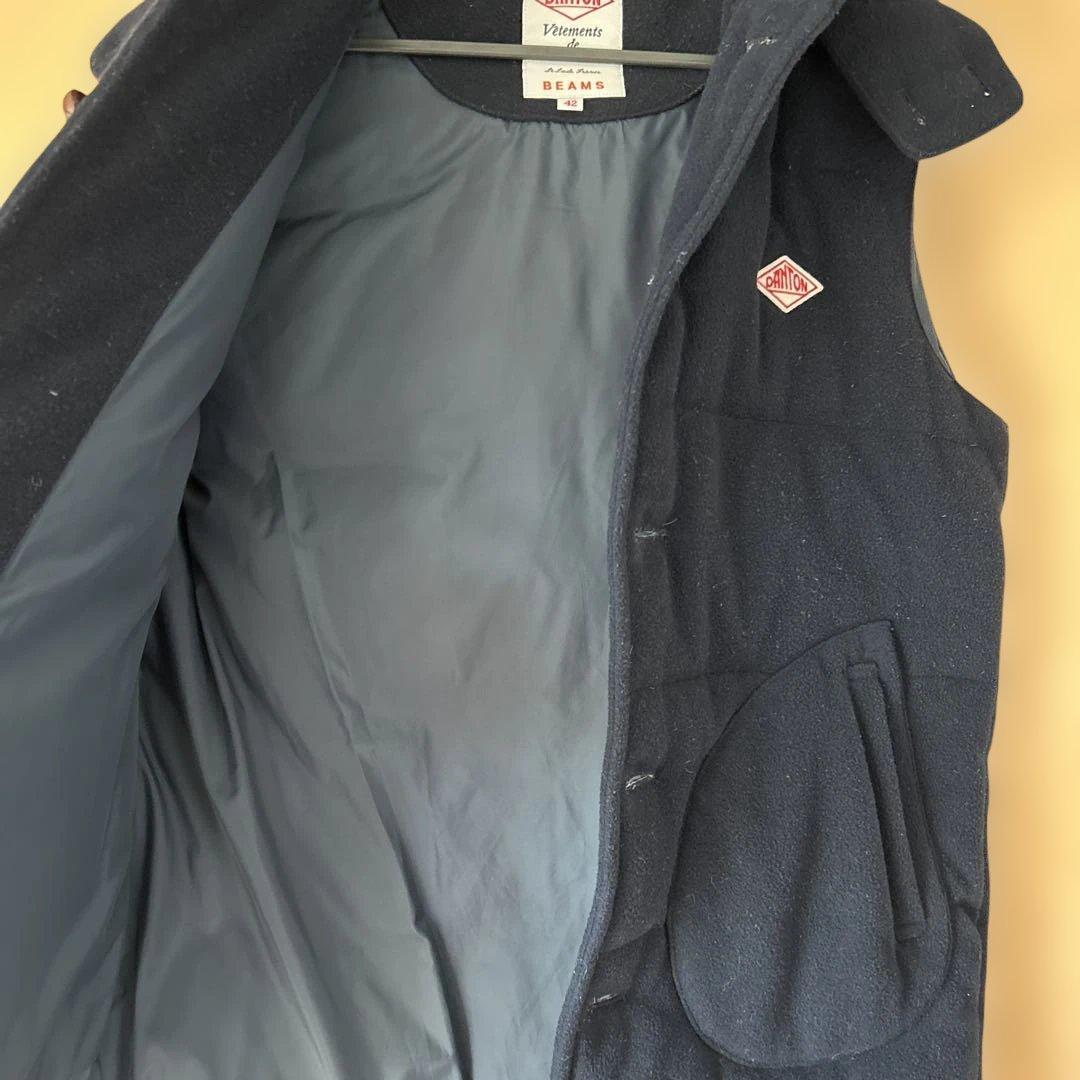 【DANTON】　ウールモッサダウンベスト ネイビー 42 ダントンダウンベスト