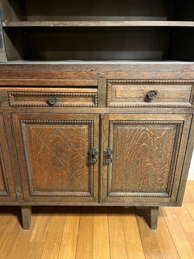 【年始までの出品】木製カップボード 飾り棚 大型 食器棚 ヴィンテージ