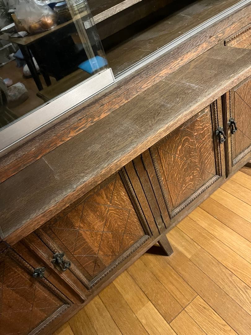 【年始までの出品】木製カップボード 飾り棚 大型 食器棚 ヴィンテージ