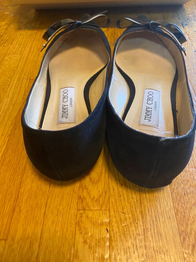 JIMMY CHOO ブラックフラットシューズ 39