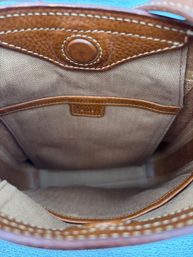 genten ブラウンレザーショルダーバッグ