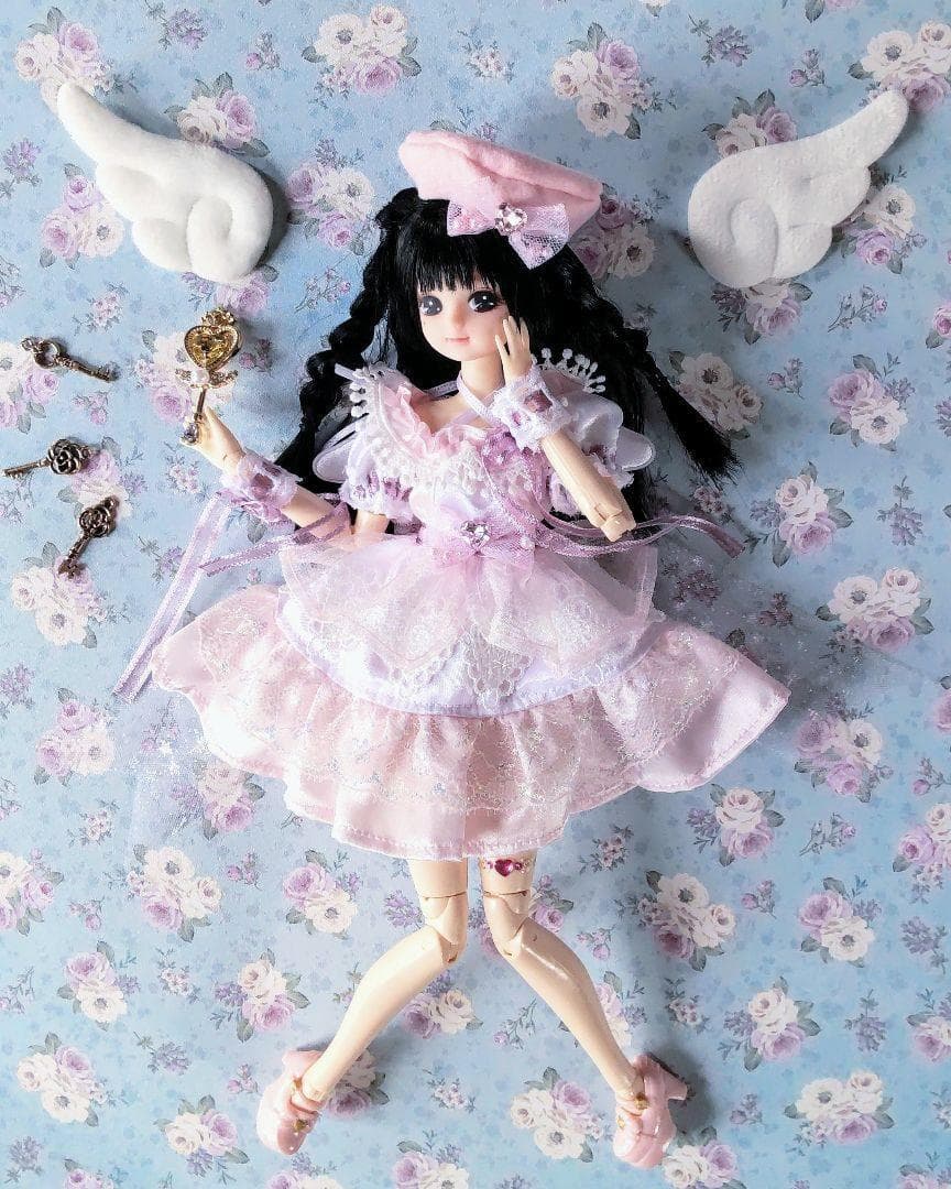 【ゆっき】リカちゃん服　クラゲロリータドレス　ハートの魔法少女　2点