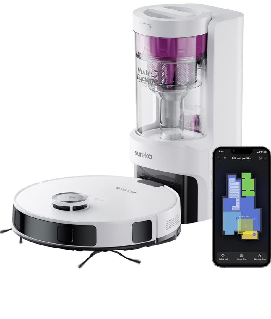 ロボット掃除機 E10s 4000pa強力吸引 サイクロン式 紙バッグ交換不要