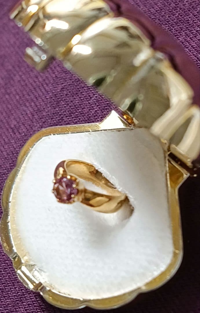 ジュエリーマキ K１８刻印 2月誕生石アメジスト ベビーリング　ペンダントトップ