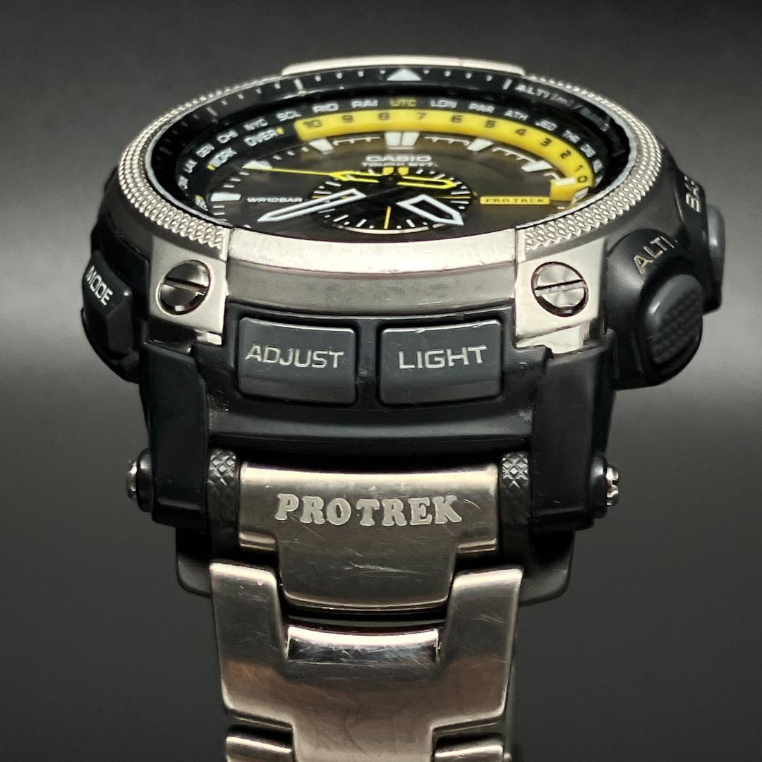 【電波ソーラー/稼働】カシオ プロトレック 腕時計 メンズ チタンベルト