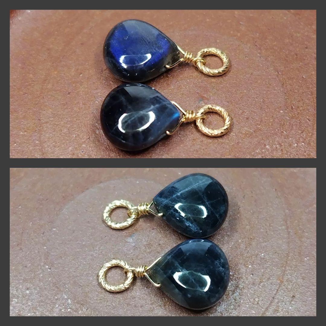 No.1482 希少 スペクトロライト ピアス イヤリング チャーム 14kgf