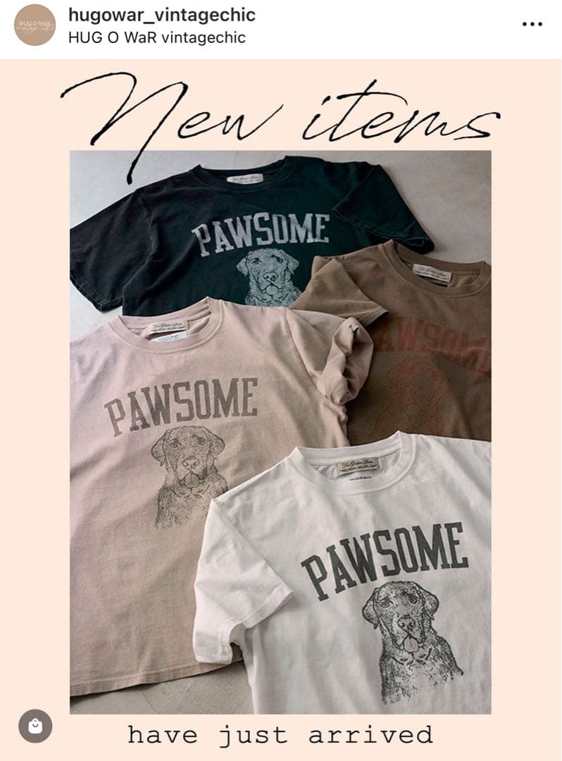 ハグオーワー　PAWSOME Tシャツ　BLACK