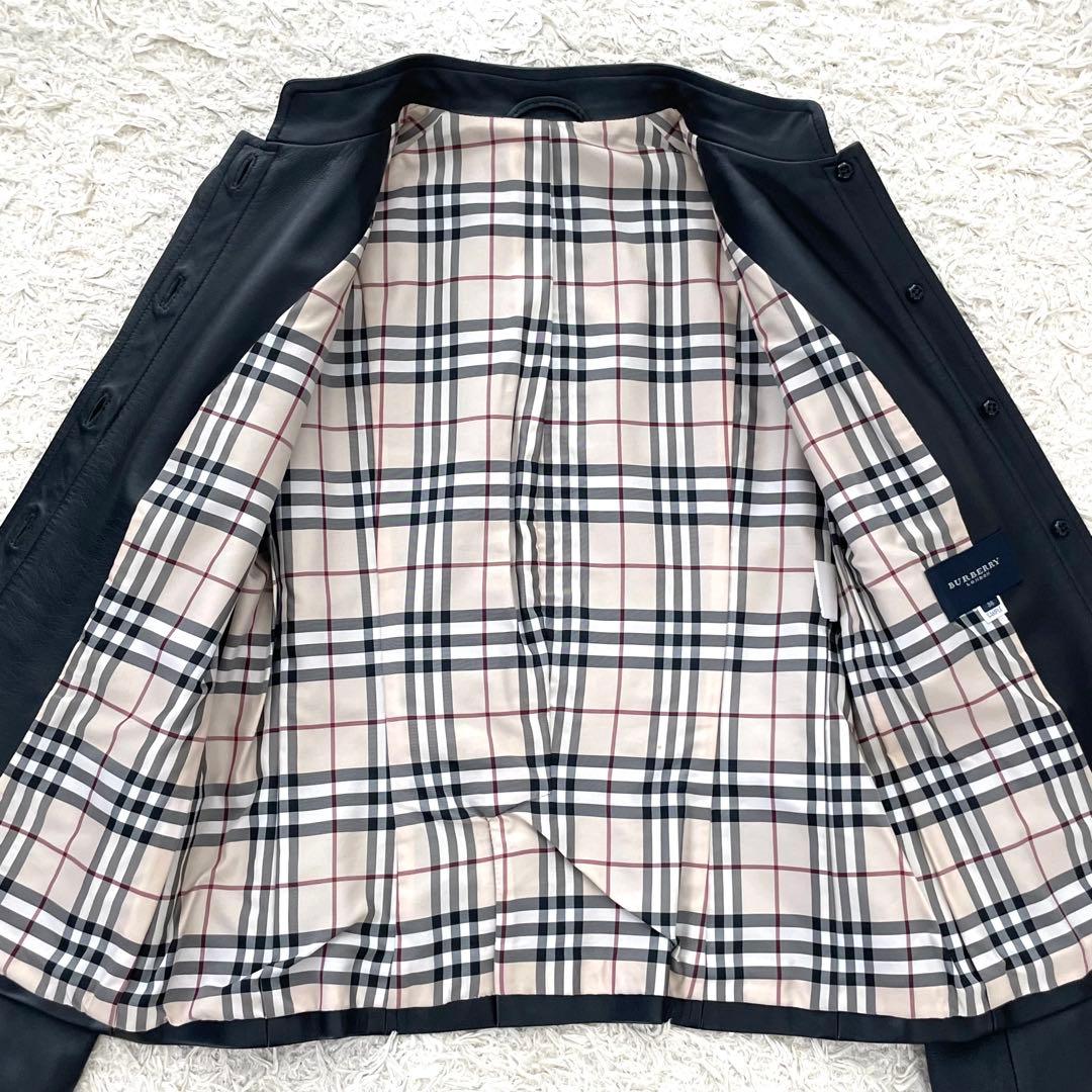 【極美品】バーバリー ロンドン ラム レザージャケット ノバチェック 黒 38
