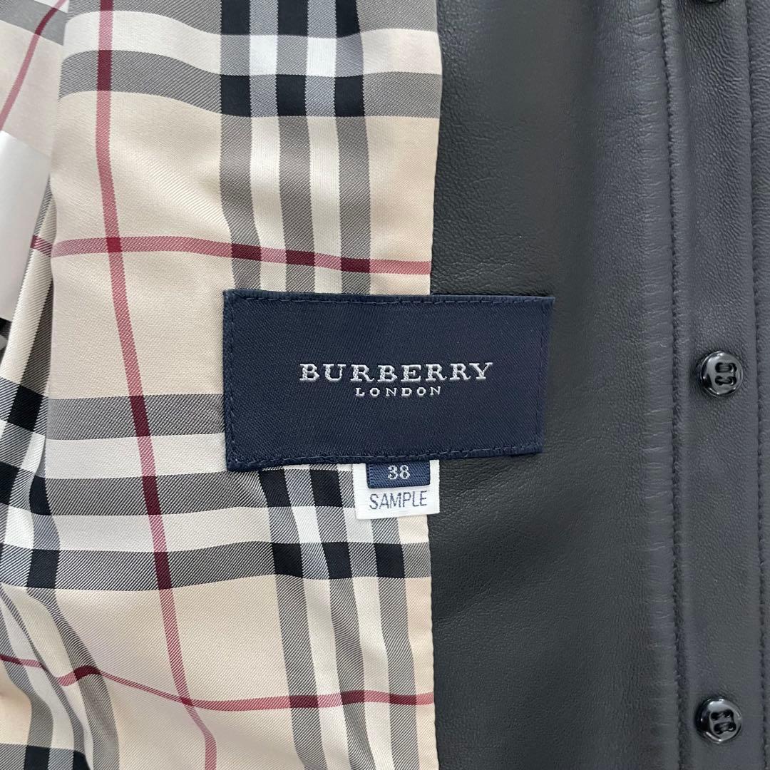 【極美品】バーバリー ロンドン ラム レザージャケット ノバチェック 黒 38