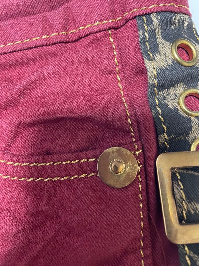 d.i.aタグ付き！豹柄ポイントデニムショーパン赤