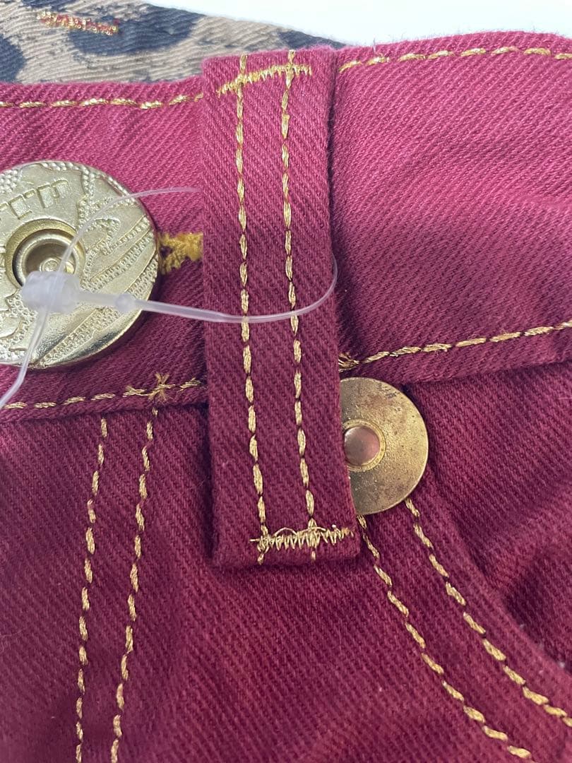 d.i.aタグ付き！豹柄ポイントデニムショーパン赤