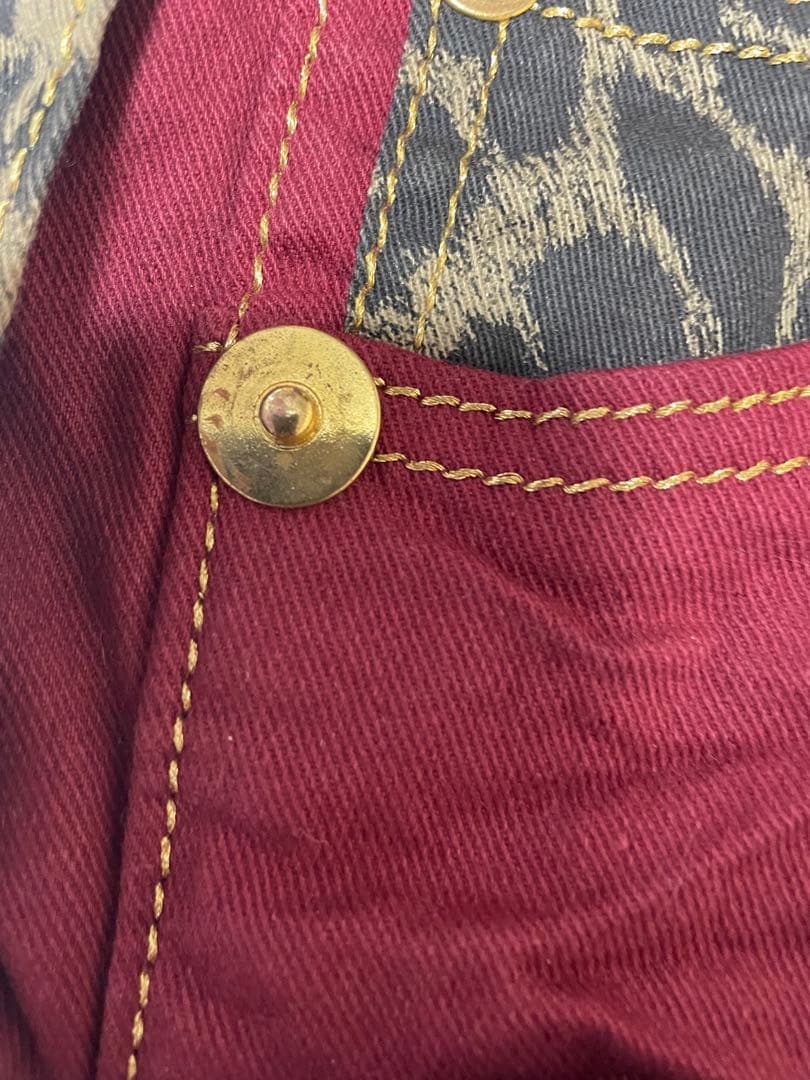 d.i.aタグ付き！豹柄ポイントデニムショーパン赤