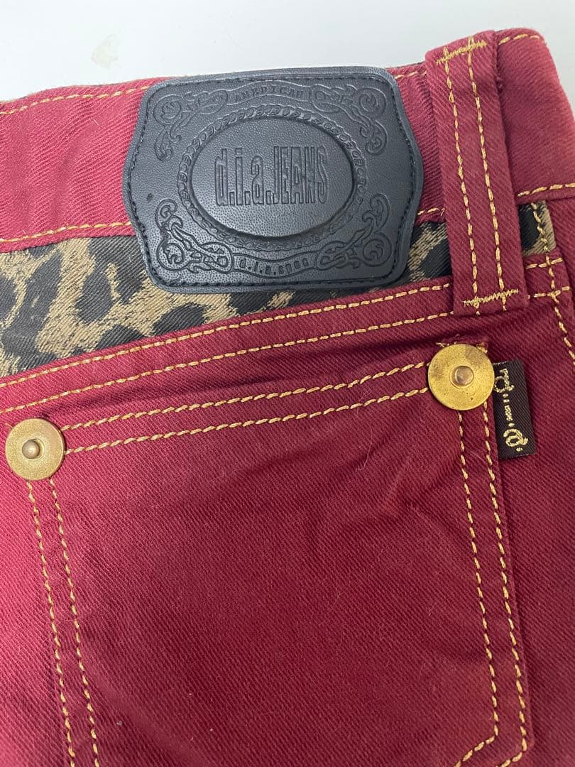 d.i.aタグ付き！豹柄ポイントデニムショーパン赤