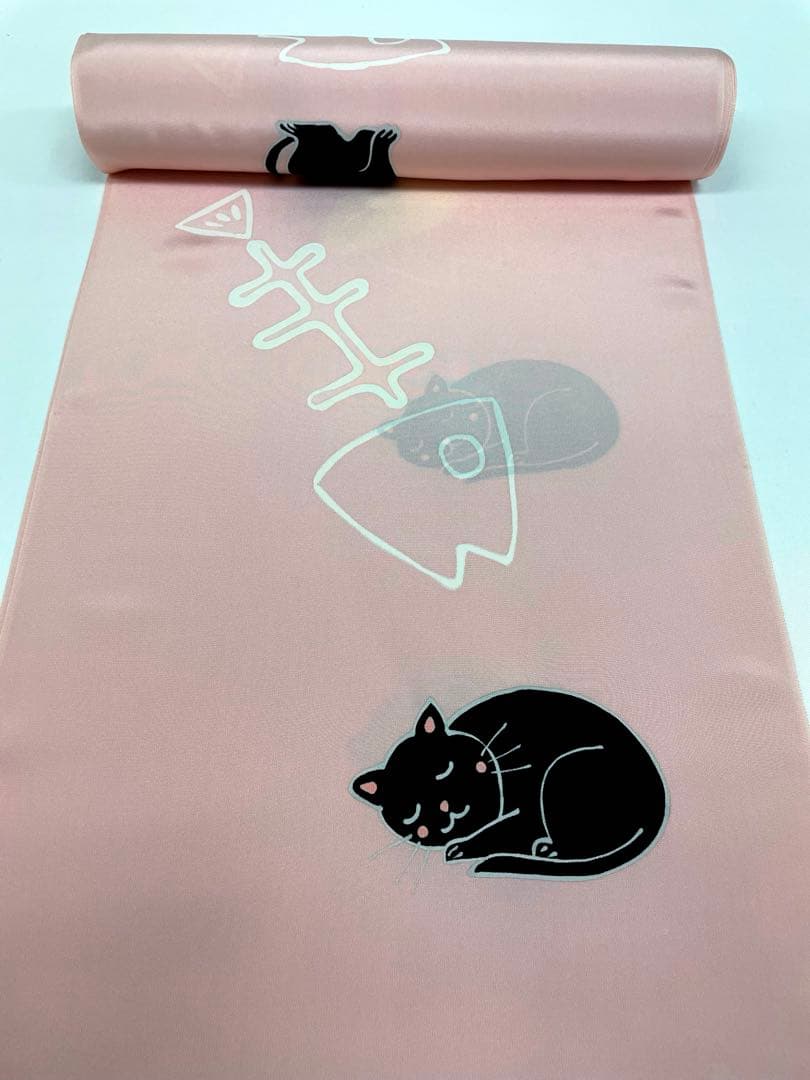 長襦袢 猫 洒落襦袢 ローズダスト色 正絹 反物