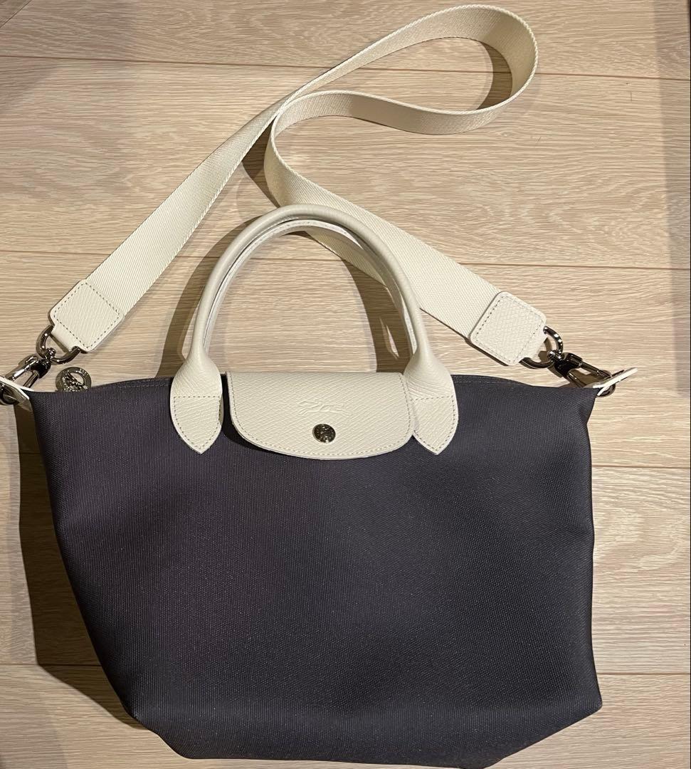 ロンシャン　カスタム　ショルダーバッグ　グレー　ホワイト　マイプリアージュ　S