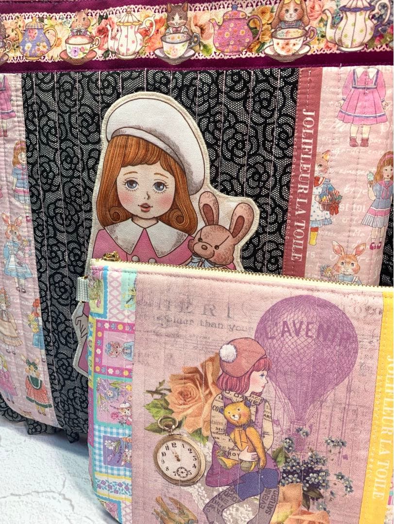 フリルバッグ ポーチ 2点セット ビッグコラコラ ジョリーフルール 女の子 黒