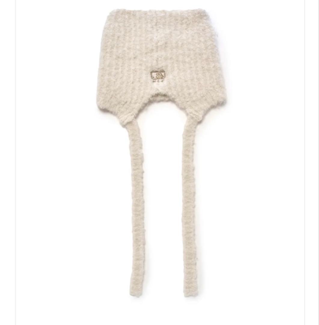 ★MLB★ビーニー　もこもこ　猫耳　ホワイト 白 ニット帽　カリナ着用　韓国限定