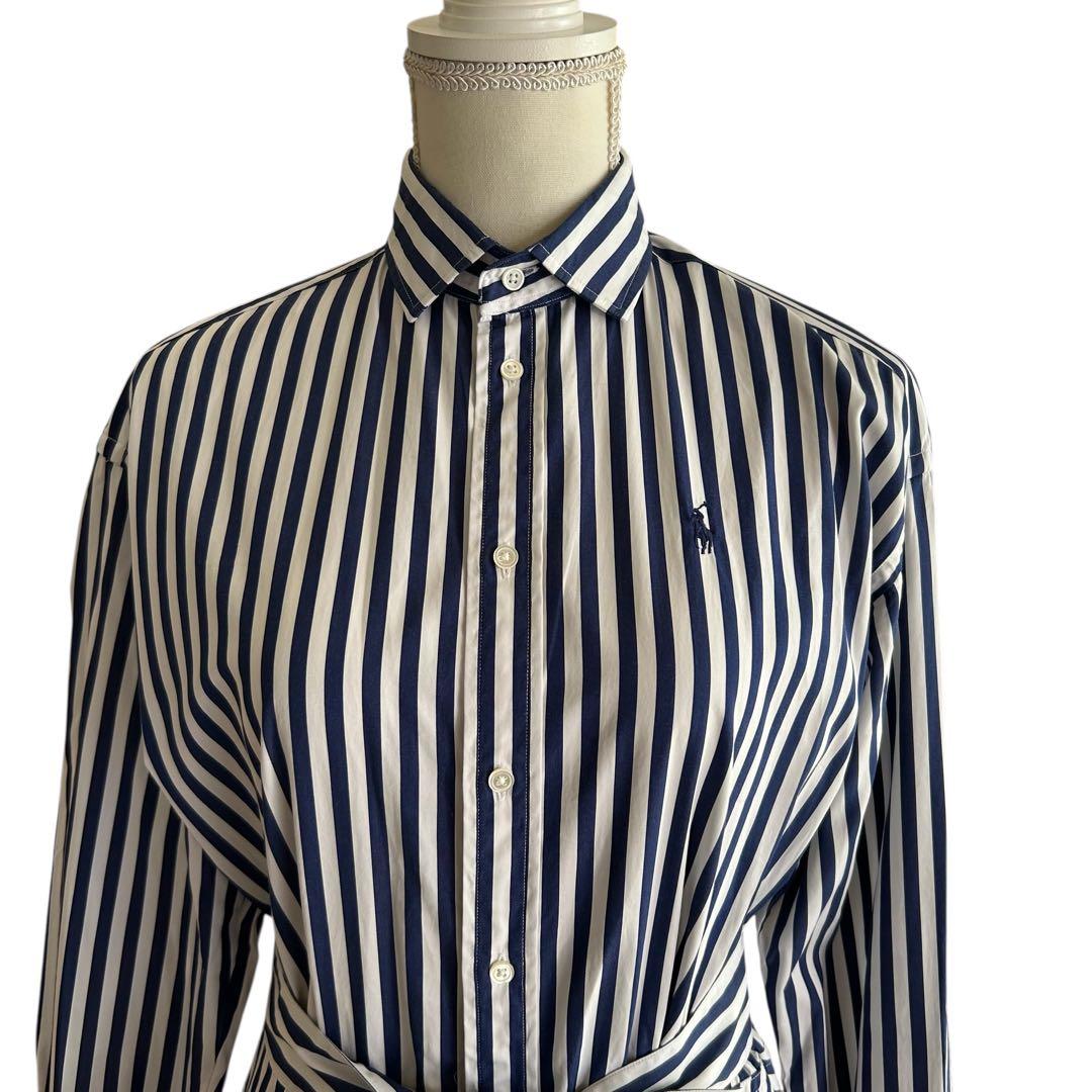 ♦︎ラルフローレン　ベルテッド ストライプド コットン シャツドレス　ワンピース