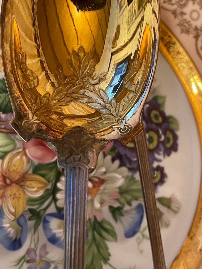 アンティーククリストフル サービング　スプーン&フォーク　 ヴェルメイユ