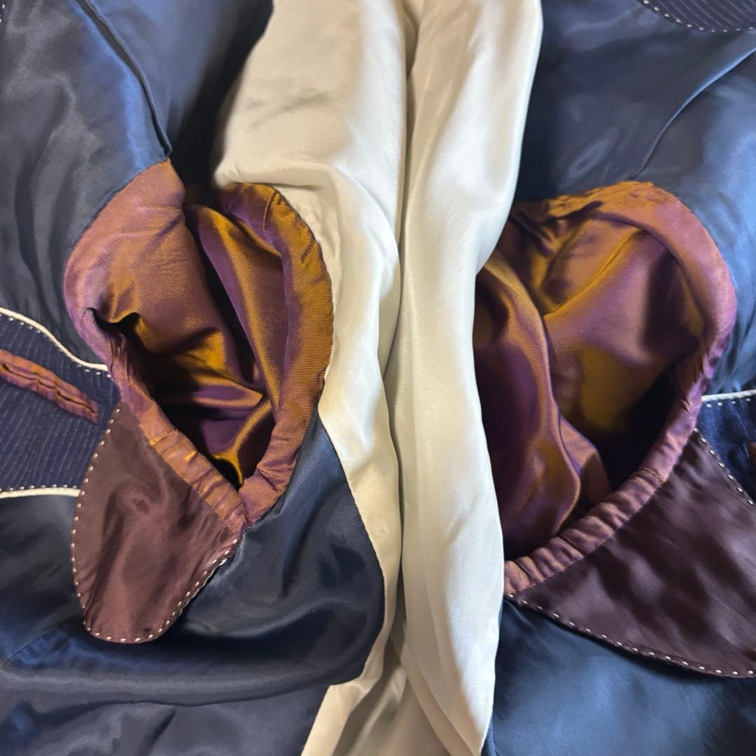 美品　スーツカンパニー　スーツ　ネイビー　ストライプ　XL カノニコ120 2B