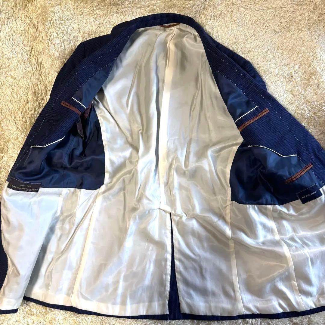 美品　スーツカンパニー　スーツ　ネイビー　ストライプ　XL カノニコ120 2B
