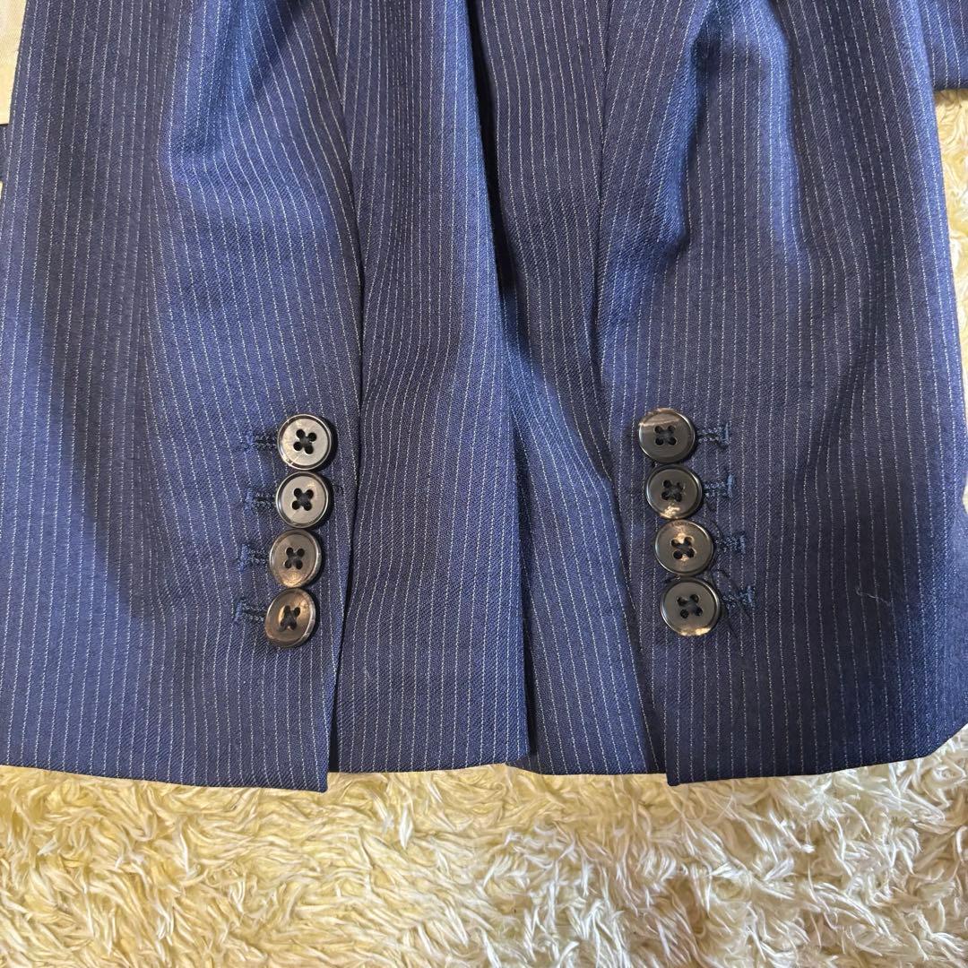 美品　スーツカンパニー　スーツ　ネイビー　ストライプ　XL カノニコ120 2B