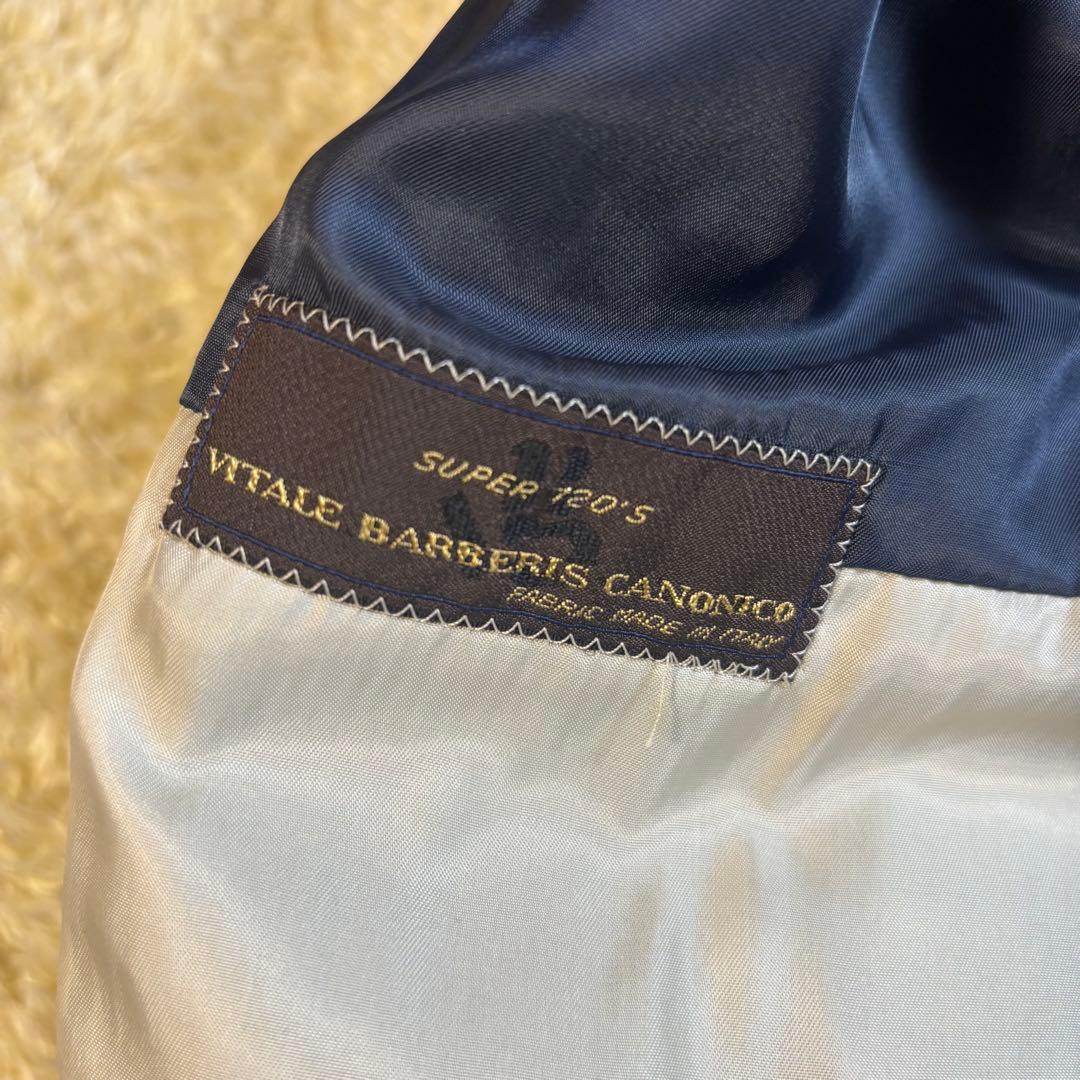 美品　スーツカンパニー　スーツ　ネイビー　ストライプ　XL カノニコ120 2B