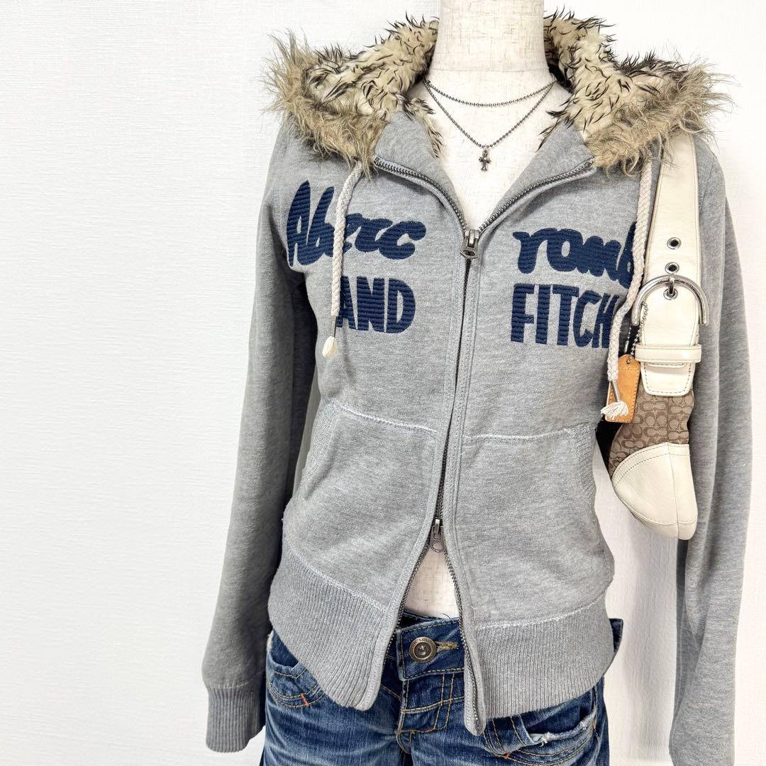 y2k❤️ Abercrombie & Fitch ファー ダブルジップパーカー