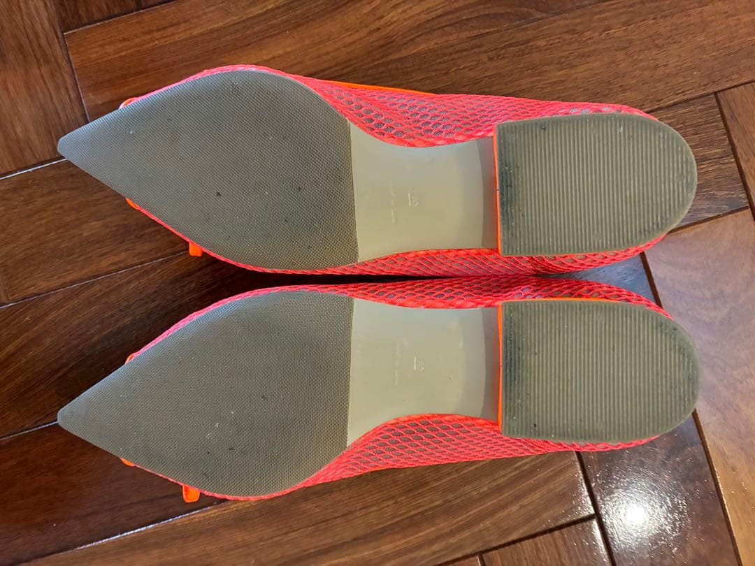 PIPPICHIC オレンジ メッシュ フラットシューズ