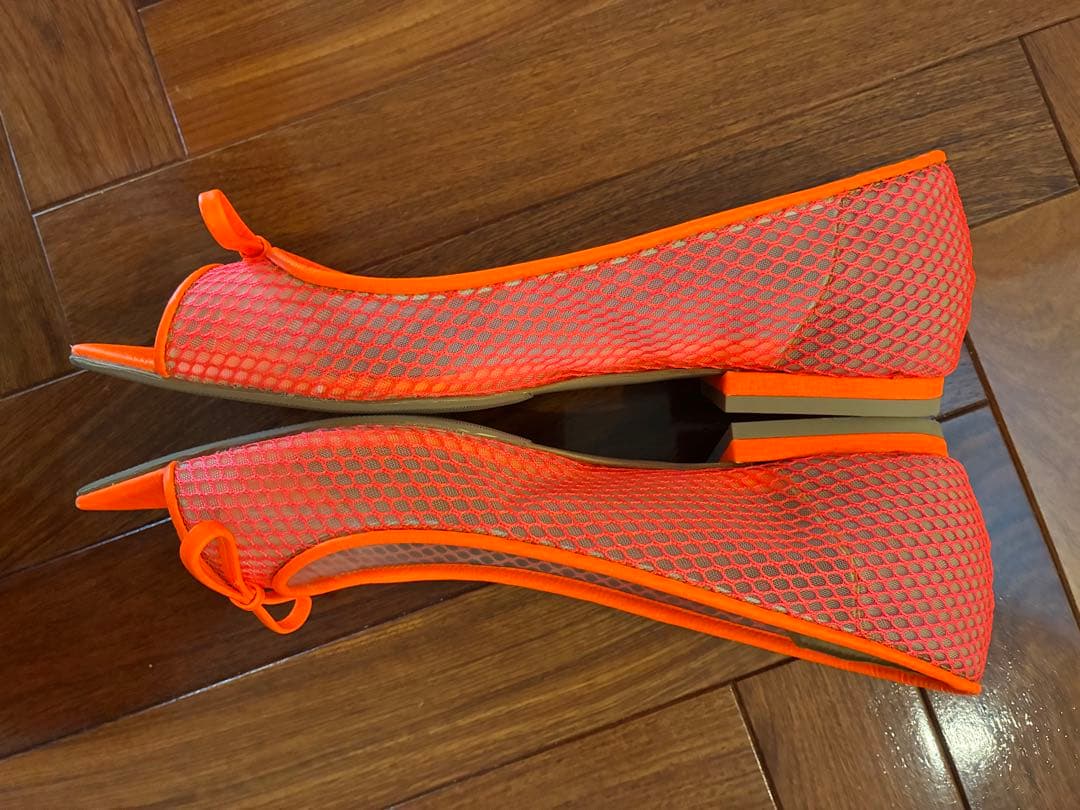 PIPPICHIC オレンジ メッシュ フラットシューズ