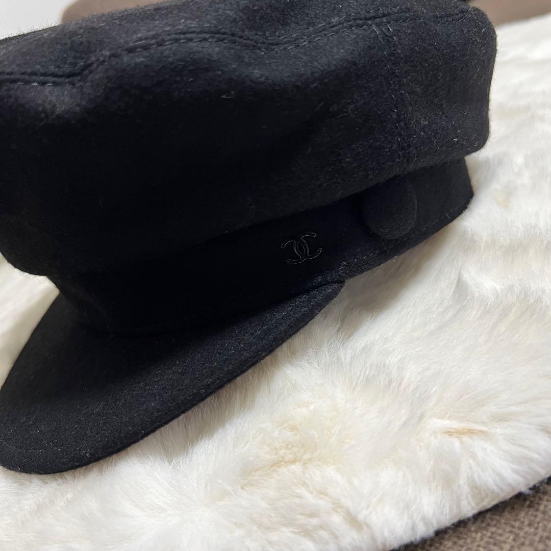 花*様 シャネル 黒 キャスケット